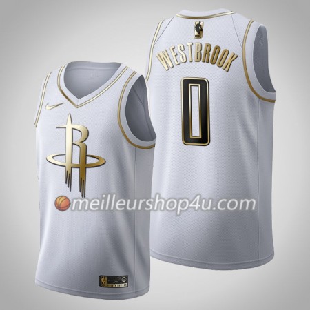 Maillot Basket Homme Houston Rockets Russell Westbrook 0 2019-20 Nike Blanc Golden Edition Swingman